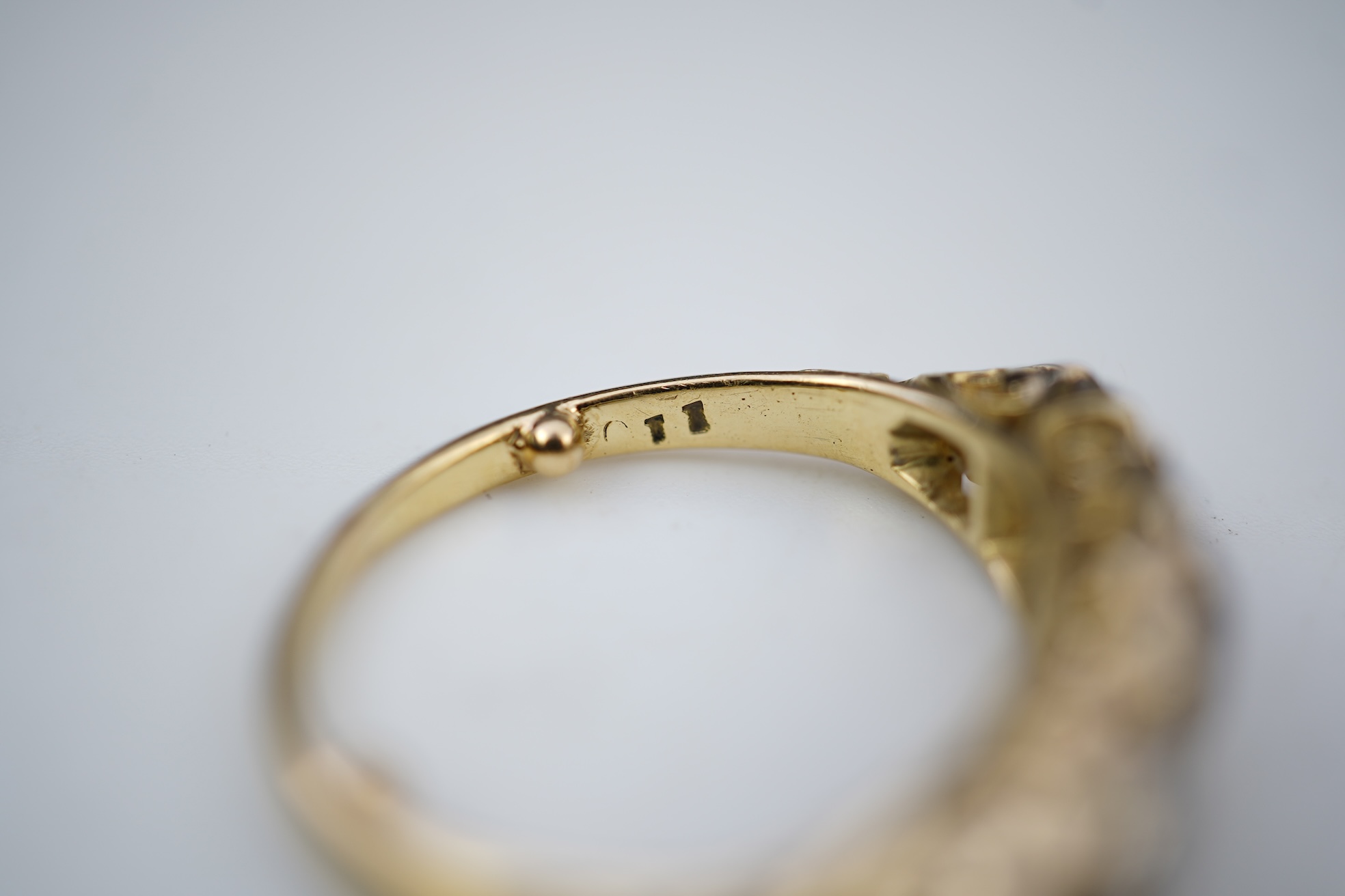 A Victorian five-stone diamond ring, late 19th century